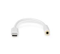 Nedis Adaptador USB, USB 2.0, Conector USB-C™, Conector Hembra de 3,5 mm, 0,1 m, Redondo, niquelado, PVC, Blanco, Caja de 0,1 m, Color Blanco