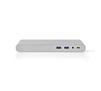 Nedis Adaptador USB - USB 3.0 - Tipo de USB - C ™ - 1x DisplayPort / 1x HDMI® / 1x RJ45 / 1x VGA / 2X 3.5 mm / 2X USB Type-C™ / 4X USB Type-A - 0.20 m - Redondo - Niquelado - Blanco