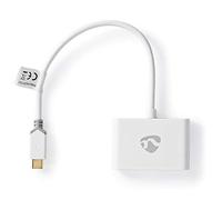 NEDIS Adaptador USB | USB 3.1 Gen1 | USB Type-C™ Macho | 2X USB Tipo A | 1000 Mbps | 0,20 m | Redondo | Chapado en Oro | PVC | Blanco | Caja con Ventana