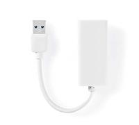 Nedis Adaptador USB, USB 3.2 Gen 1, Conector USB-A, Conector RJ45, 1 Gbps, 0,20 m, Redondo, Chapado en Oro/niquelado, PVC, Blanco, Bolsa de plástico