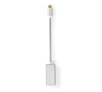 Nedis Adaptador USB | USB 3.2 Gen 1 | USB-C ™ Macho | DisplayPort Hembra | 5 Gbps | 0.20 m | Redondo | Chapado en Oro | Nylon/Trenzado | Plata | Caja de Ventana