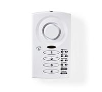 Nedis Alarma de Ventana de Puerta, 3 Modos con ajustes de Campanilla, ladrón y pánico, retardo de Entrada/Salida Ajustable, Teclado de 4 dígitos, batería o alimentación CA/CC