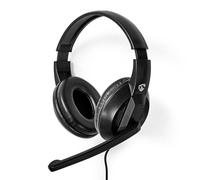 NEDIS Auriculares de PC | sobre la Oreja | Estéreo | USB Type-A/USB Type-C™ | Micrófono Plegable | Negro