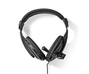 NEDIS Auriculares de PC - sobre oído - Estéreo - 1 x 3,5 mm / 2 x 3,5 mm - Micrófono Plegable - Negro