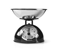 Nedis Báscula de cocina MAX 5 kg analógica retro de metal negra