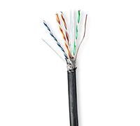 NEDIS Bobina de Cable | CAT6 | Sólido | S/FTP | Cobre | 100.0 m | Outdoor | Redondo | PE | Negro | Caja cartón