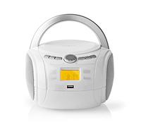 Nedis Boombox 9 W Bluetooth® Reproductor de CD/Radio F, Blanco