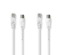 NEDIS Coax & Cat6 - Cable combinado IEC (Coax), conector RJ45, conector IEC (coaxial), conector RJ45, niquelado, RG58-75 ohmios, doble apantallamiento, 3,00 m, redondo, PVC, color blanco