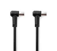 NEDIS Cable coaxial, conector IEC (coaxial), hembra IEC (coaxial), niquelado, 75 ohmios, apantallamiento 4 vías, 1,50 m, redondo, PVC, negro, bolsa de plástico