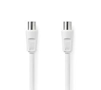 Nedis Cable coaxial, conector IEC (coaxial), hembra IEC (coaxial), niquelado, 75 ohmios, doble apantallamiento, 2,00 m, redondo, PVC, blanco, bolsa de plástico