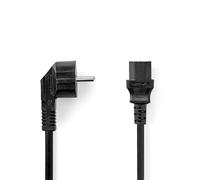 NEDIS Cable de alimentación | Enchufe de protección de Contacto | IEC-320-C13 | angulado | Recto | niquelado | 2.00 m | Redondo | PVC | Negro | Bolsa de plástico