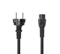 NEDIS Cable de alimentación, Enchufe de protección de Contacto, IEC-320-C5, Recto, niquelado, 2,00 m, Redondo, PVC, Negro, Bolsa de plástico
