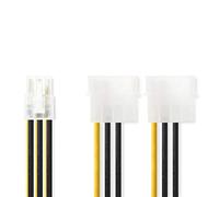 Nedis - Cable de alimentación Interno, 2 x Molex Macho | PCI Express Hembra | Chapado en Oro | 0,20 m | Redondo | PVC | Amarillo/Negro | Bolsa de plástico