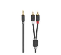 Nedis Cable de audio de 3,5 mm Jack macho a doble RCA macho 1m, Gris antracita