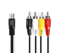 NEDIS Cable de audio DIN DIN de 5 pines, 4 conectores RCA, niquelado, 1,00 m, redondo, PVC, color negro