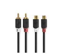 Nedis Cable de audio doble RCA macho a doble RCA hembra 2m, Gris antracita