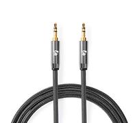 NEDIS Cable de Audio estéreo Cable de Audio estéreo | 3.5 mm Macho | 3.5 mm Macho | Chapado en Oro | 0.50 m | Redondo | Gris/Gunmetal | Caja de Ventana 2.00 m 2.00 m