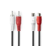 NEDIS Cable de Audio Estéreo, Cable de Sonido, 2 conectores RCA, 2 conectores RCA hembra, niquelado, 2,00 m, redondo, color negro