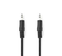 Nedis Cable de Audio Estéreo para Auriculares, Conector de 3,5 mm - Conector de 3,5 mm - Niquelado - 1.00 m - Redondo - Negro - Etiqueta