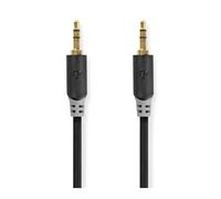 Cable de audio estéreo Nedis | clavija de 3,5 mm | clavija de 3,5 mm | Dorado | 1,00 m | redondo | antracita | embalaje con ventana