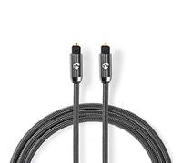 Nedis Cable de Audio óptico Cable de Audio óptico | TosLink Male | TosLink Male | 1.00 m | Redondo | Tela de Algodón | Gris Gunmetal/Gunmetal | Caja de Ventana 3.00 m 3.00 m