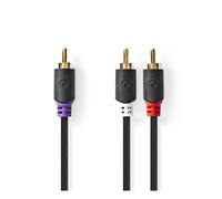 Subwoofer Cable | RCA Male | 2X RCA Male | Gold Plated | 3.00 m | Round | 4.0 mm | Anthracite | Box