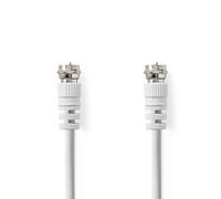 NEDIS Cable de satélite y antena | Conector F | Conector F | Niquelado | 75 Ohm | Doble apantallamiento | 1.00 m | Redondo | PVC | Blanco | Etiqueta