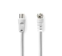 NEDIS Cable de satélite y antena | Conector F | Conector IEC (coaxial) | Niquelado | 75 Ohm | Doble apantallamiento | 1,50 m | Redondo | PVC | Blanco | Etiqueta