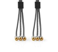 NEDIS Cable de vídeo compuesto - 3 conectores RCA - chapado en oro - 2 m - redondo - tela de algodón - antracita