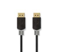 Nedis Cable DisplayPort | Enchufe DisplayPort | DisplayPort Enchufe | 8K@60Hz | chapado en oro | 2,00 m | redondo | PVC | antracita / gris | embalaje con ventana de visualización