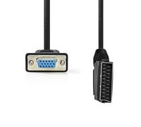 Nedis Cable euroconector - euroconector macho - VGA hembra - niquelado - 480p - 2.00 m - redondo - PVC - negro - etiqueta