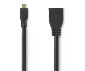 Nedis Cable Extensor HDMI de Alta Velocidad con Ethernet HDMI Micro Macho - HDMI Hembra 0.2m Negro