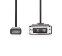 NEDIS Cable HDMI - Conector HDMI - DVI-D 24+1 pin macho - 1080p - niquelado - 3,00 m - recto - PVC - negro - etiqueta