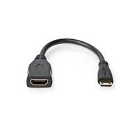 NEDIS Cable HDMI ™ de alta velocidad con Ethernet | Conector HDMI™ | HDMI Mini macho | 4K @ 30Hz | 10,2 Gbps | 0,20 m | redondo | PVC | negro | caja