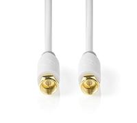 Nedis Cable Satélite y Antena Cable Satélite y Antena | F - Macho | F - Macho | Chapado en Oro | 75 Ohm | Apantallado Simple | 2.00 m | Redondo | PVC | Blanco | Caja de Ventana 3.00 m 3.00 m