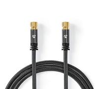 Nedis Cable Satélite y Antena Cable Satélite y Antena | F - Macho | F - Macho | Chapado en oro | 75 Ohm | Apantallado Quad | 5.00 m | Redondo | Tela de Algodón | Gris / Gunmetal | Caja de ventana Gris / Gunmetal 5.00 m