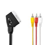Nedis Cable SCART Conmutable SCAR T Macho - 3x RCA Macho, 1.0, negro