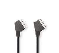 Nedis Cable SCART | Enchufe SCART | Enchufe SCART - Niquelado | 480p | 1,50 m | redondo | PVC | negro | etiqueta