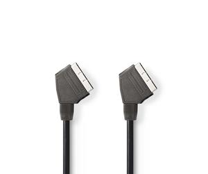 Nedis Cable SCART | Enchufe SCART | Enchufe SCART - Niquelado | 480p | 1,50 m | redondo | PVC | negro | etiqueta