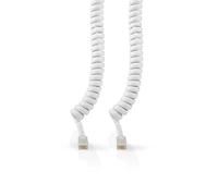 NEDIS Cable Telefónico | RJ10 Macho | RJ10 Macho | 2.00 m | Diseño del Cable: Enroscado | Tipo de Cable: RJ10 | Blanco