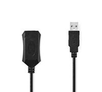 Nedis Cable USB activo - USB 2.0 - Conector USB-A hembra - 480 Mbps - 5,00 m - Redondo - Niquelado - PVC - Cobre - Etiqueta