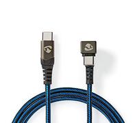 NEDIS - Cable USB - USB 2.0 - Conector tipo C™ - 480 Mbps - Chapado en oro - 2 m - Redondo - TrenzadoNylon - NegroAzul