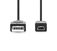 NEDIS Cable USB, USB 2.0, conector USB-A, conector USB Mini-B de 5 pines, 480 Mbps, niquelado, 2,00 m, redondo, PVC, color negro