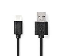 Nedis Cable USB | USB 2.0 | USB-A Macho | USB Type-C ™ Macho | 480 Mbps | 60 W | Niquelado | 0.10 m | Redondo | PVC | Negro | Blíster