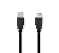 NEDIS Cable USB, USB 3.2 Gen 1, conector USB-A, conector USB-A, 5 Gbps, niquelado, 1,00 m, redondo, PVC, azul, bolsa de plástico