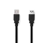 NEDIS Cable USB, USB 3.2 Gen 1, conector USB-A, conector USB-A, 5 Gbps, niquelado, 1,00 m, redondo, PVC, azul, bolsa de plástico