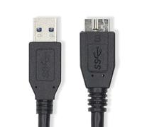 NEDIS Cable USB, USB 3.2 Gen 1, conector USB-A, conector USB Micro-B, 5 Gbps, niquelado, 1,00 m, redondo, PVC, color azul, bolsa de plástico