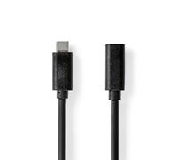 NEDIS Cable USB | USB 3.2 Gen 1 | USB Tipo C ™ Macho | USB Type-C ™ Hembra | 5 Gbps | 60 W | Niquelado | 1.00 m | Redondo | PVC | Negro | Bolsa de plástico