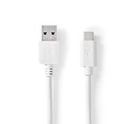 Nedis Cable USB | USB 3.2 Gen 2 | USB-A Macho | USB Type-C ™ Macho | 10 Gbps | 60 W | Niquelado | 1.00 m | Redondo | PVC | Negro | Caja de Ventana