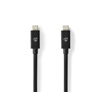 Nedis Cable USB - USB 4.0 Gen 2x2 - Conector USB-C™ - Conectores USB-C™ - 240 W - 8K @60Hz - 20 Gbps - Niquelado - 2.00 m - Redondo - PVC - Negro